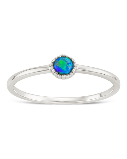 Sterling Silver Green Opal Solitaire Ring