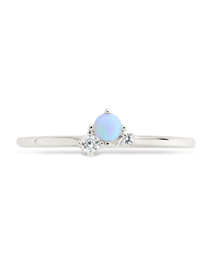 Sterling Silver Blue Opal Trio Ring