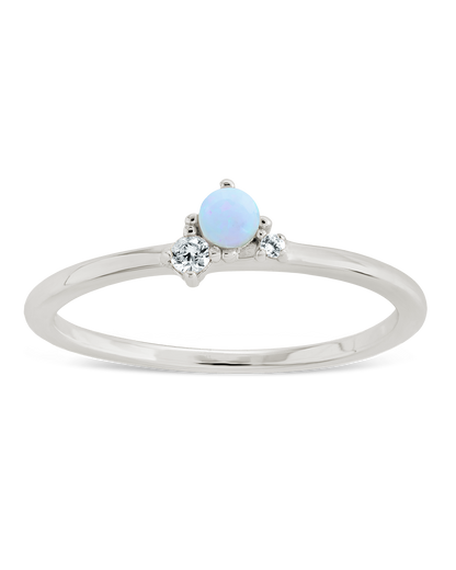 Sterling Silver Blue Opal Trio Ring