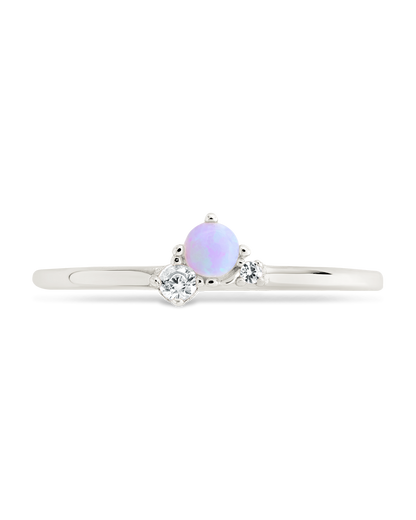 Sterling Silver Pink Opal Trio Ring