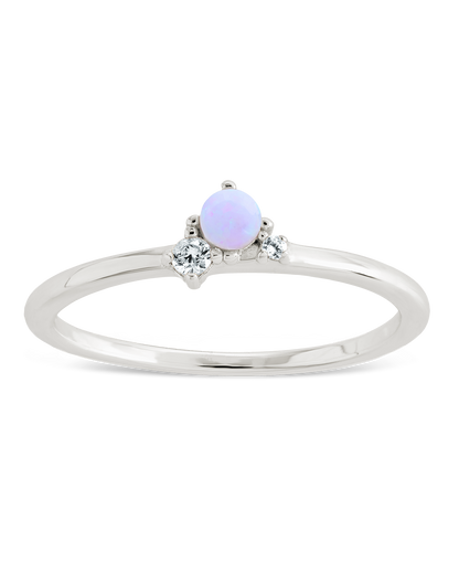 Sterling Silver Pink Opal Trio Ring