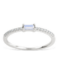 Sterling Silver Thin Moonstone CZ Stacking Birthstone Ring