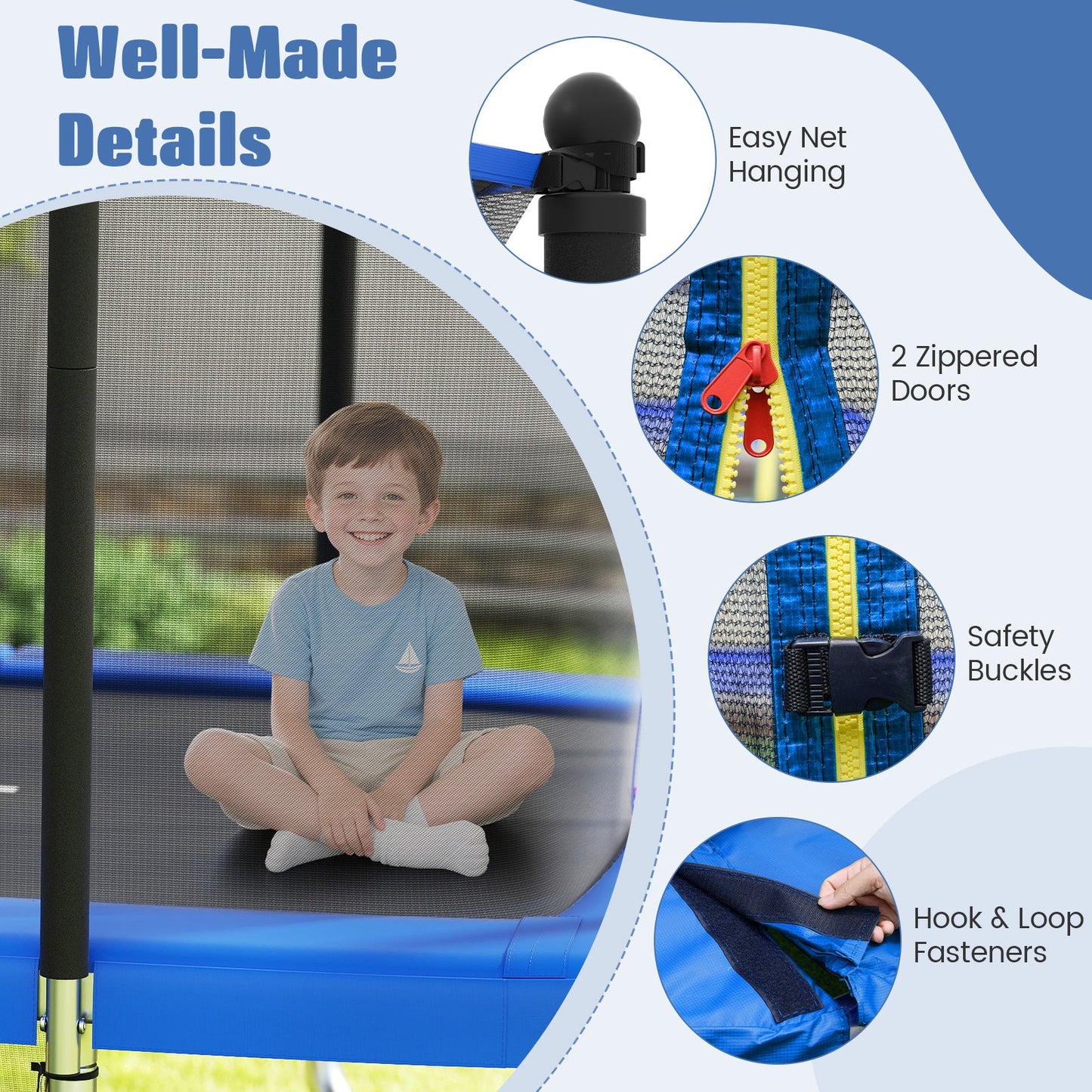 Rectangle Outdoor Trampoline 10 x 8 FT Heavy-Duty Trampoline with Basketball Hoop
