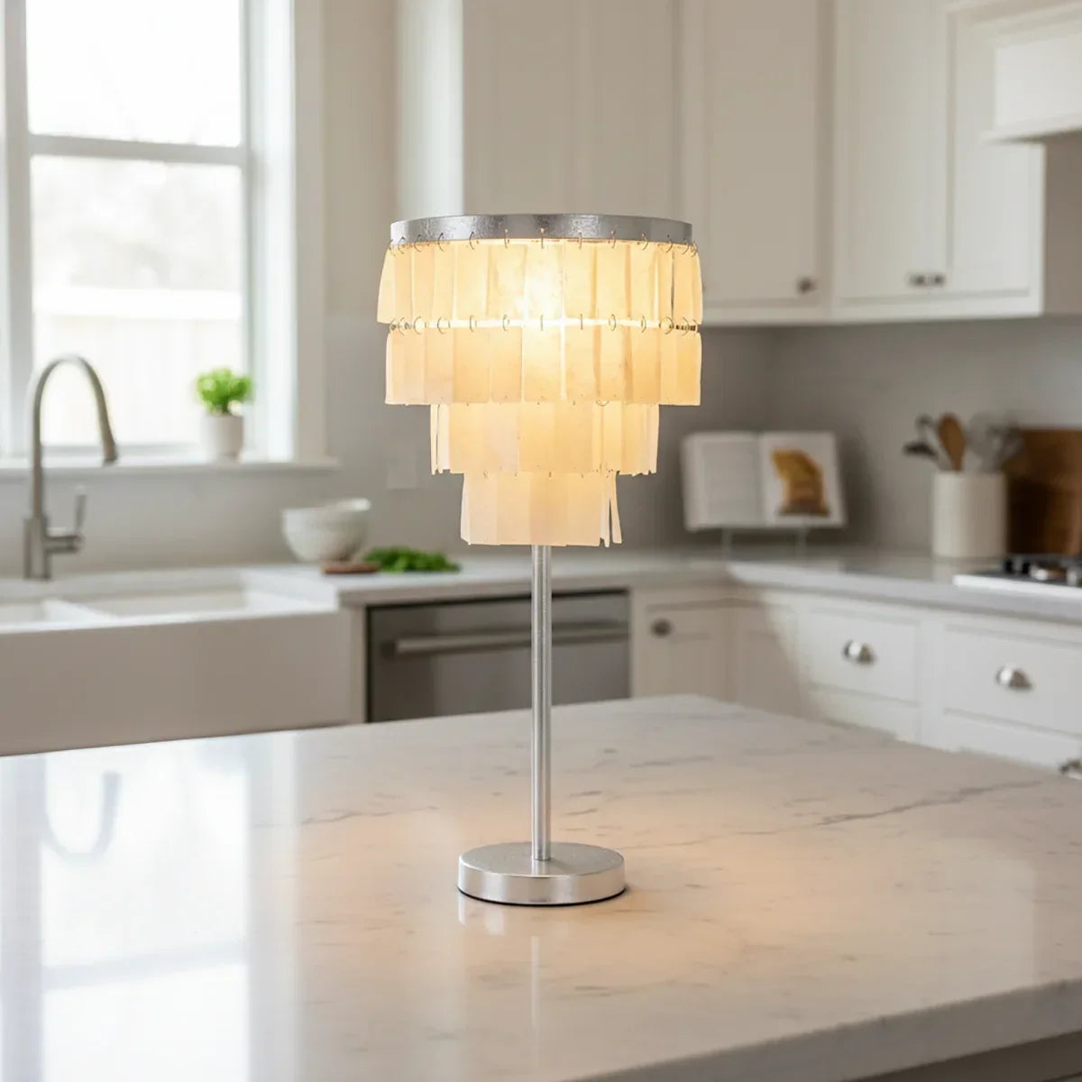 Rectangular Shell Waterfall Table Lamp