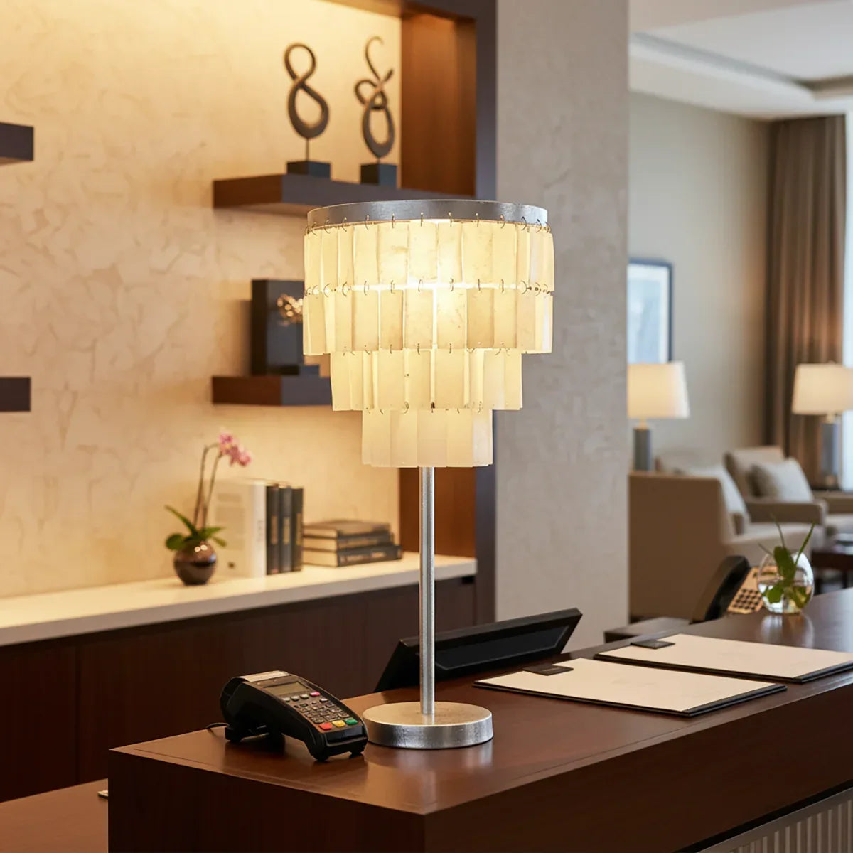 Rectangular Shell Waterfall Table Lamp