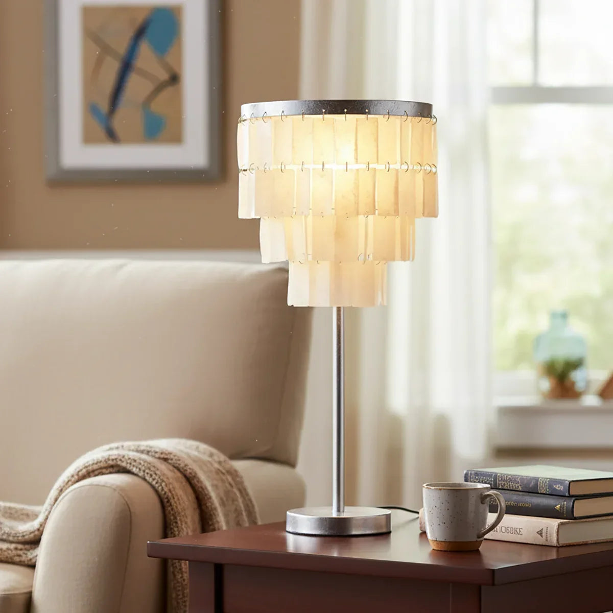 Rectangular Shell Waterfall Table Lamp