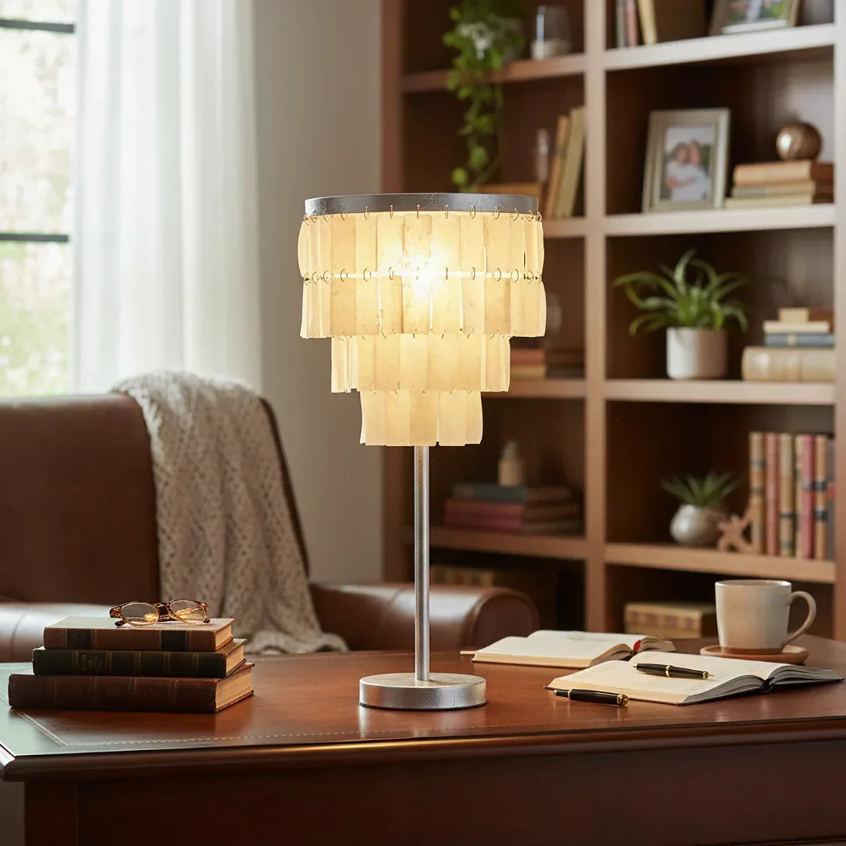 Rectangular Shell Waterfall Table Lamp