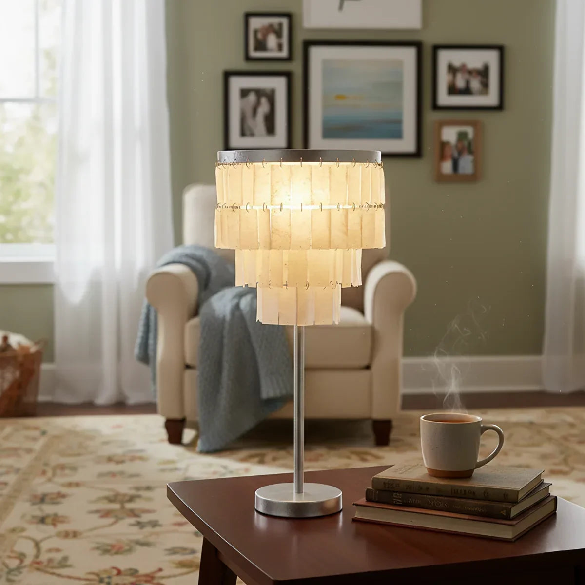 Rectangular Shell Waterfall Table Lamp