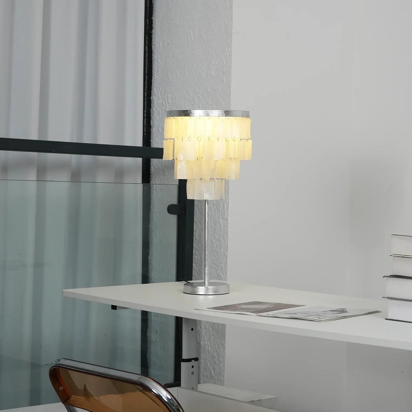 Rectangular Shell Waterfall Table Lamp