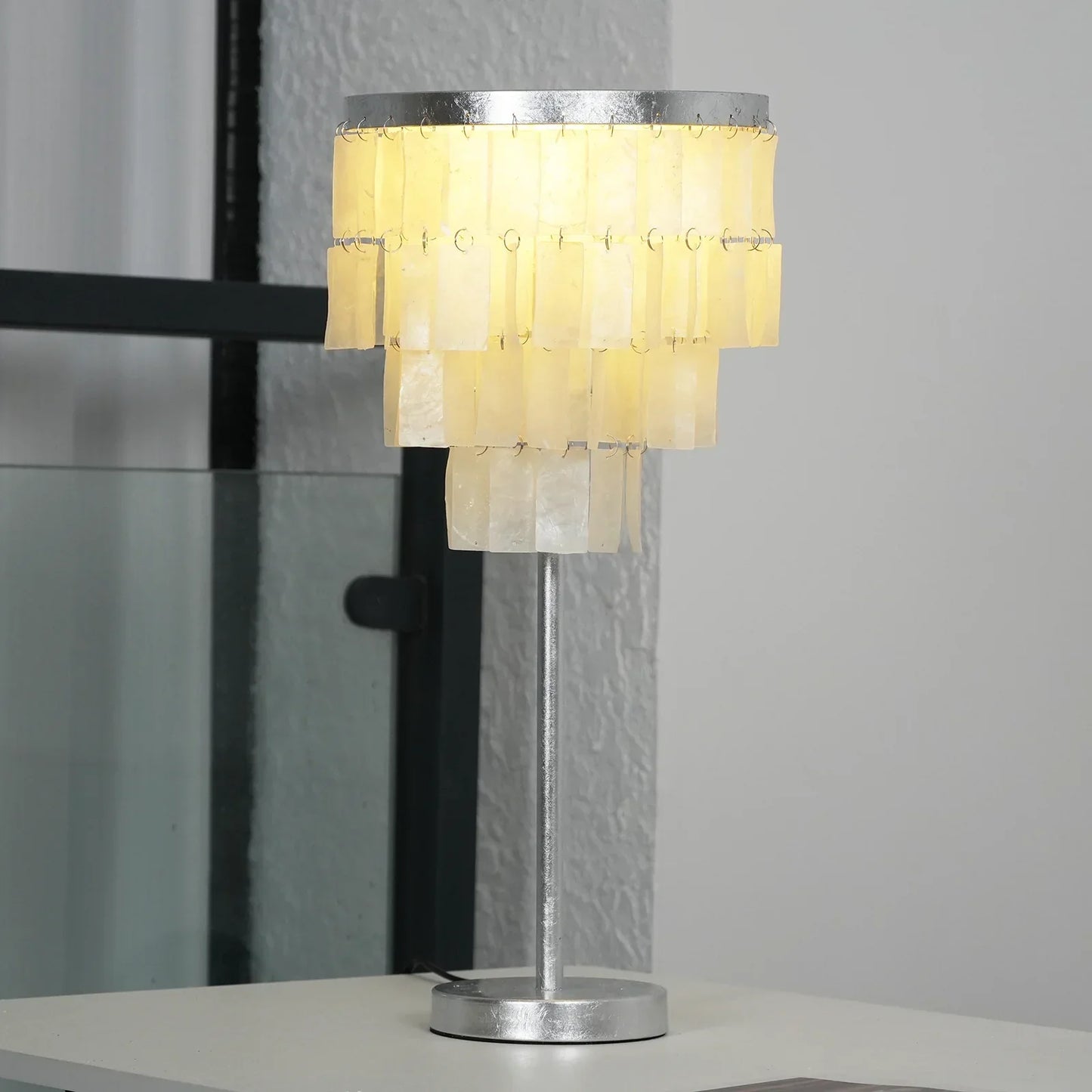Rectangular Shell Waterfall Table Lamp