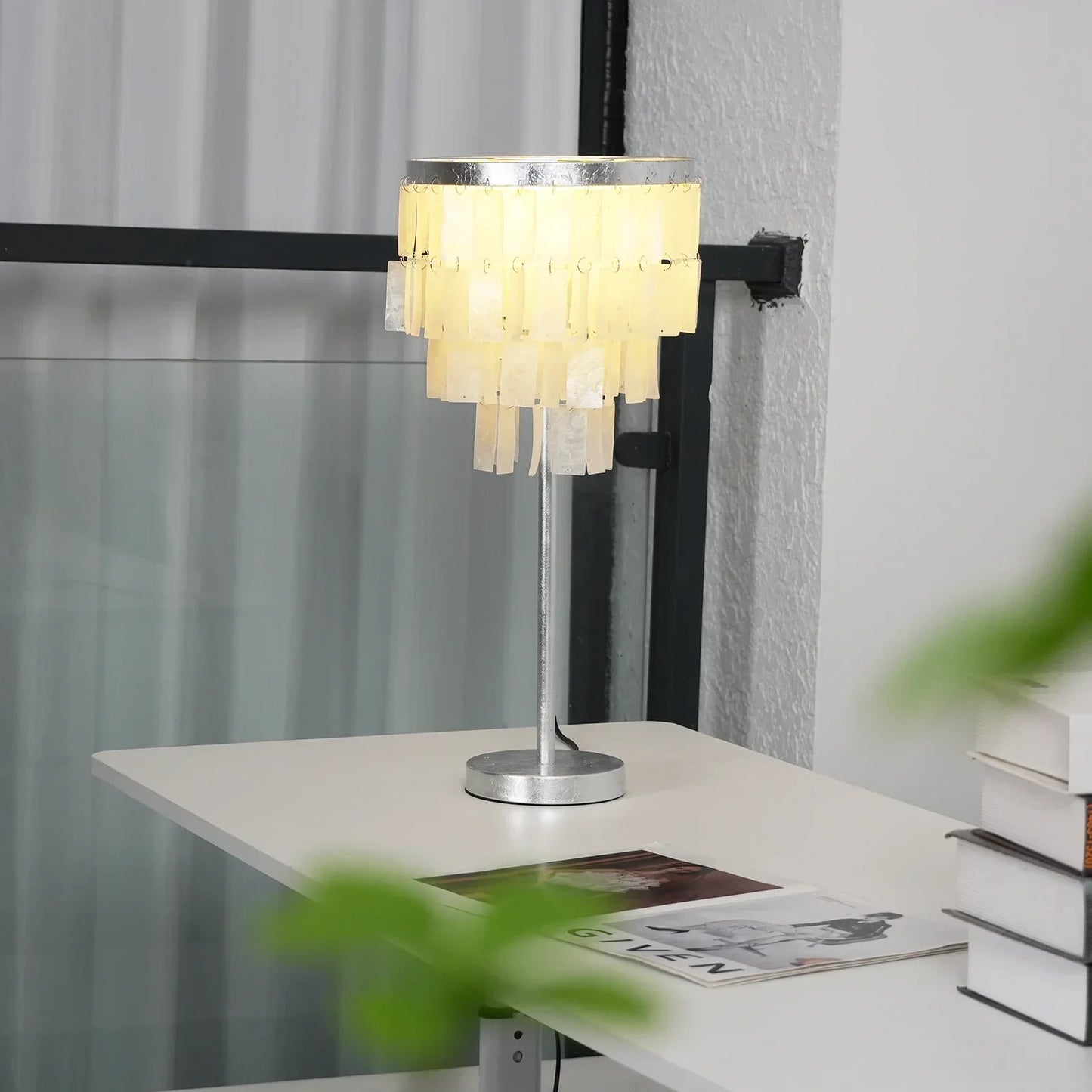 Rectangular Shell Waterfall Table Lamp