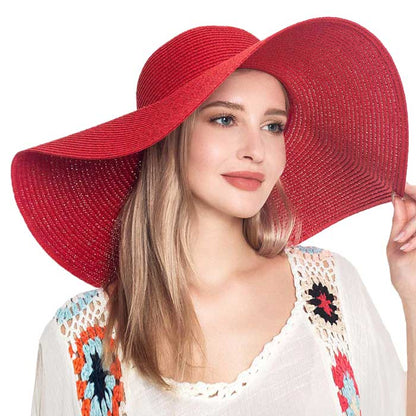 Women's Solid Floppy Straw Sun Hat