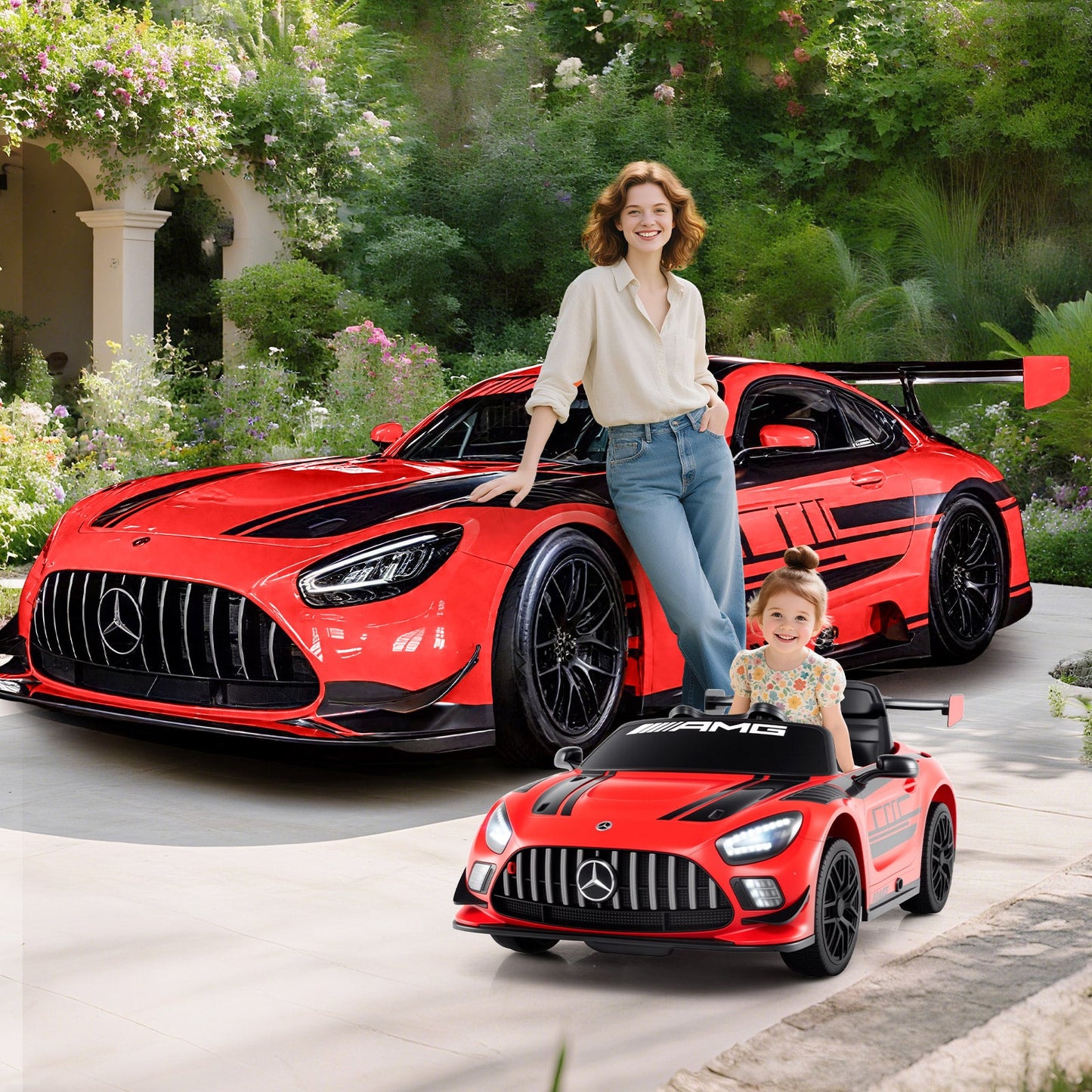 12V Kids Ride-On Car Mercedes-AMG GT3 Licensed with Adjustable Speed