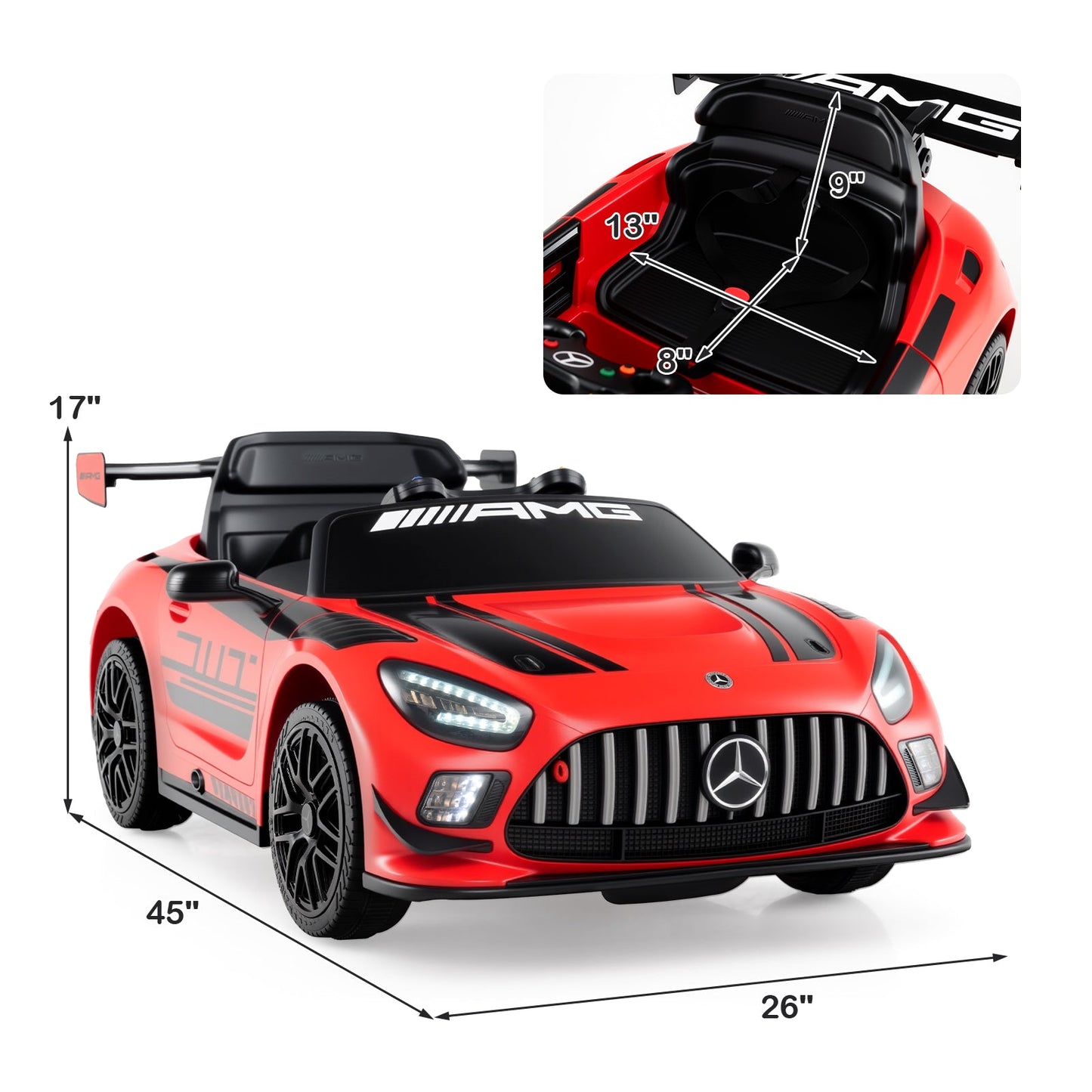 12V Kids Ride-On Car Mercedes-AMG GT3 Licensed with Adjustable Speed