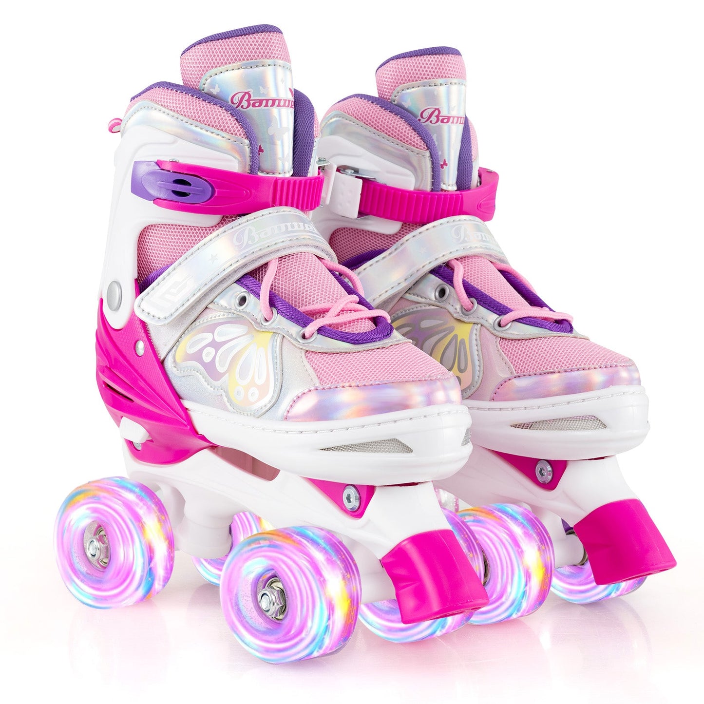 Roller Skates for Teens 4 Sizes Adjustable with Light-up Wheels for Boys Girls Ages 13+