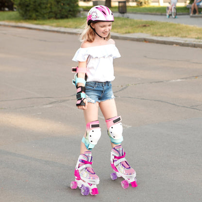 Roller Skates for Teens 4 Sizes Adjustable with Light-up Wheels for Boys Girls Ages 13+