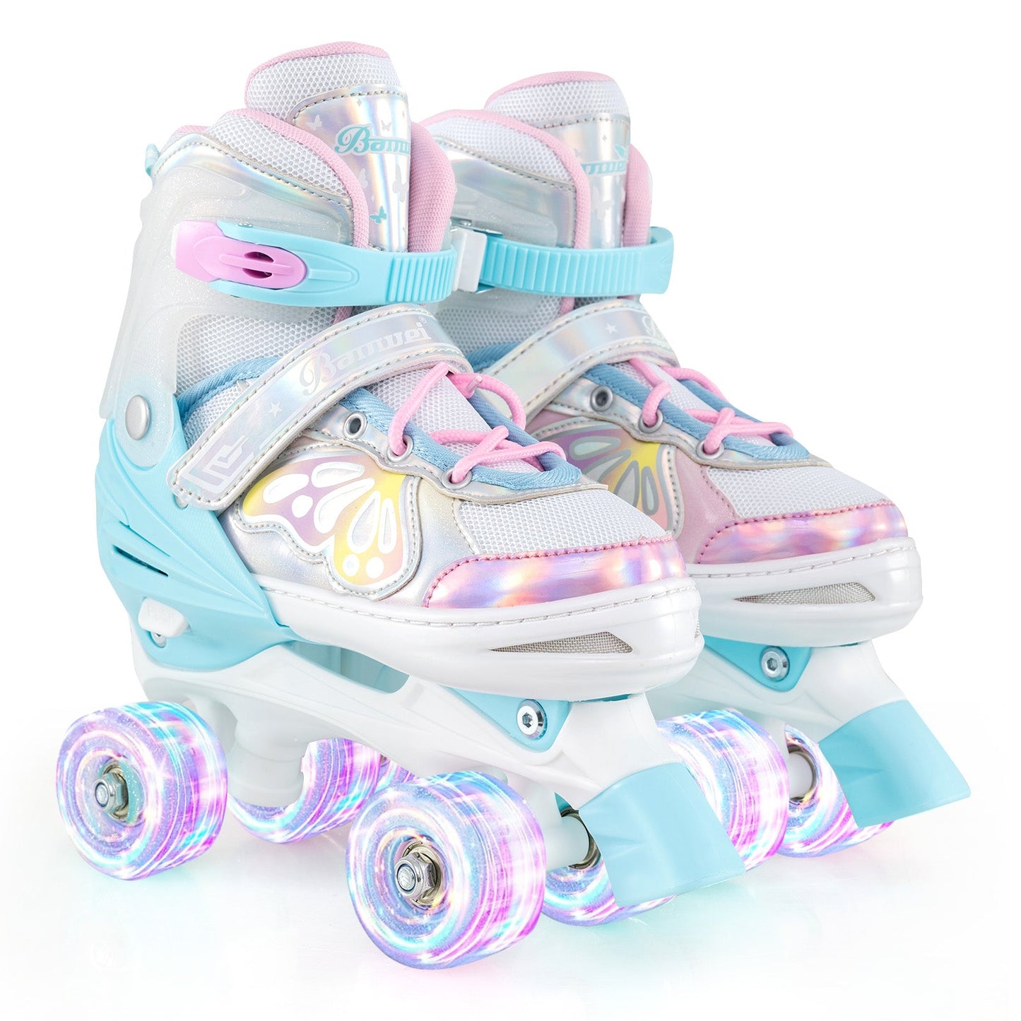 Roller Skates for Teens 4 Sizes Adjustable with Light-up Wheels for Boys Girls Ages 13+