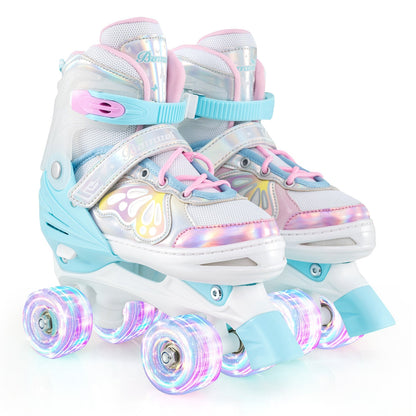 Roller Skates for Teens 4 Sizes Adjustable with Light-up Wheels for Boys Girls Ages 13+