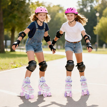 Roller Skates for Teens 4 Sizes Adjustable with Light-up Wheels for Boys Girls Ages 13+