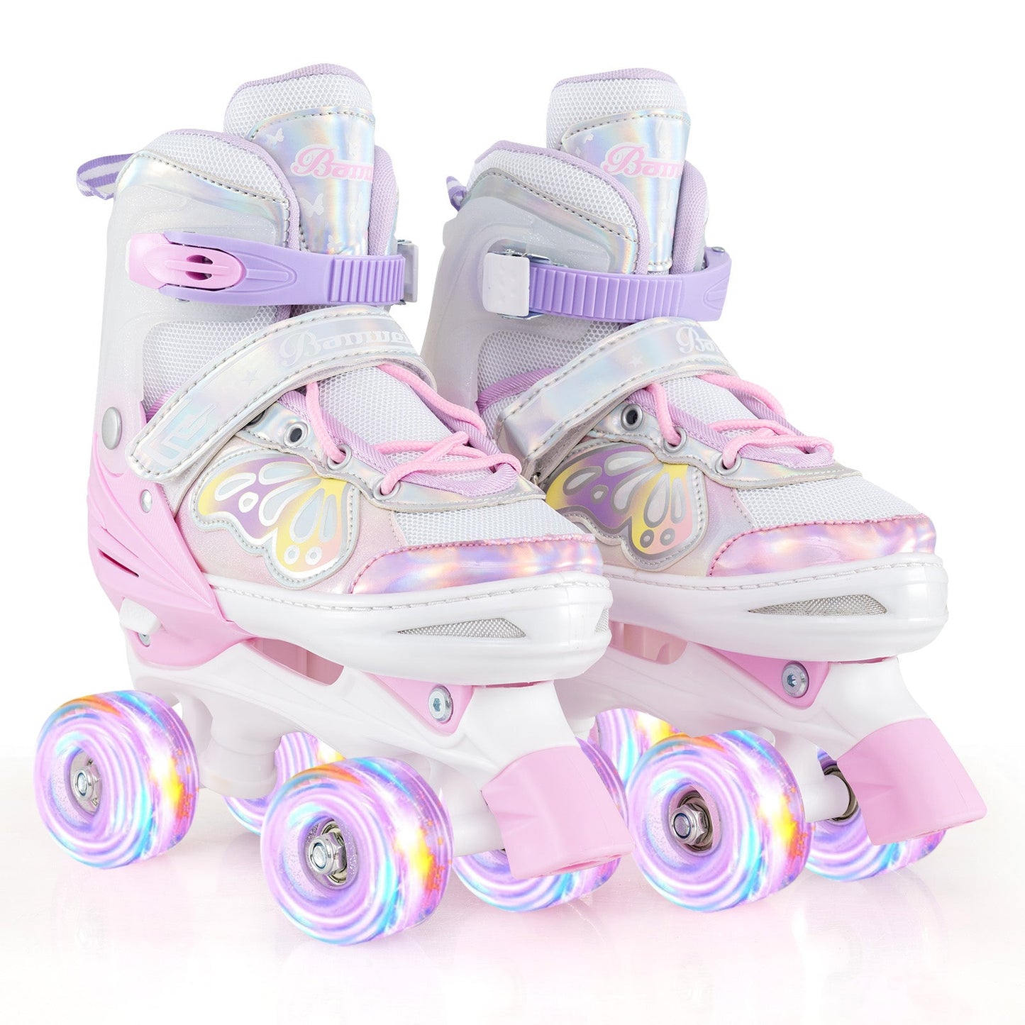 Roller Skates for Teens 4 Sizes Adjustable with Light-up Wheels for Boys Girls Ages 13+