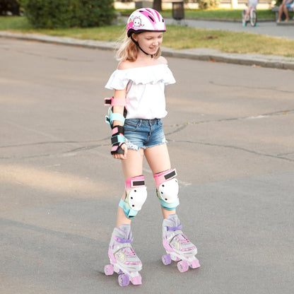 Roller Skates for Teens 4 Sizes Adjustable with Light-up Wheels for Boys Girls Ages 13+