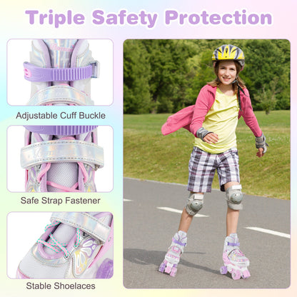 Roller Skates for Teens 4 Sizes Adjustable with Light-up Wheels for Boys Girls Ages 13+