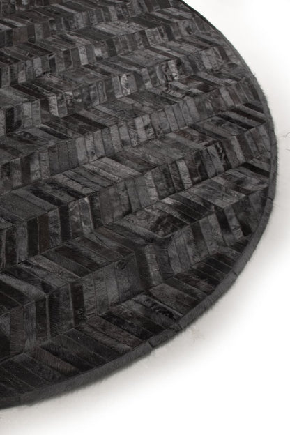 ROUND HERRINGBONE – Large Designer Cowhide Rug