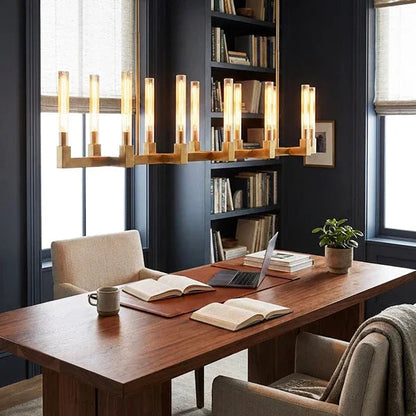 Round Brass Linear Chandelier