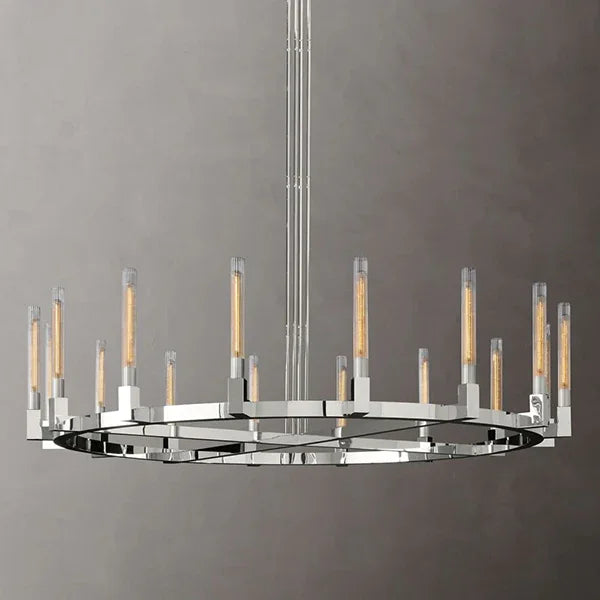 Round Brass Linear Chandelier