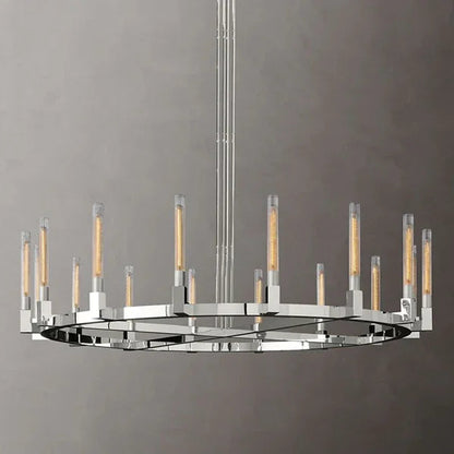 Round Brass Linear Chandelier