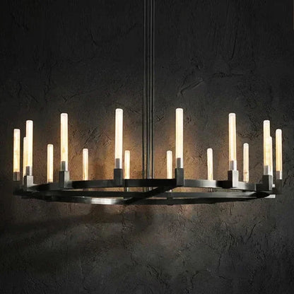 Round Brass Linear Chandelier
