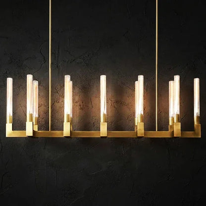 Round Brass Linear Chandelier