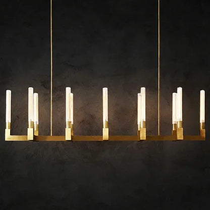 Round Brass Linear Chandelier