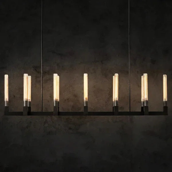 Round Brass Linear Chandelier