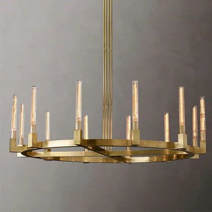 Round Brass Linear Chandelier