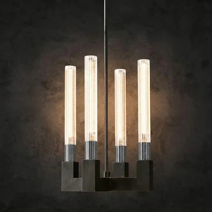 Round Brass Linear Chandelier