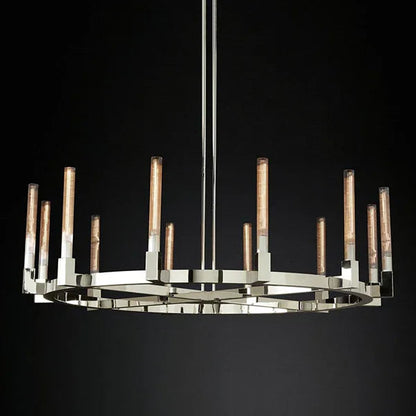 Round Brass Linear Chandelier