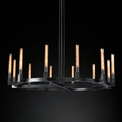 Round Brass Linear Chandelier
