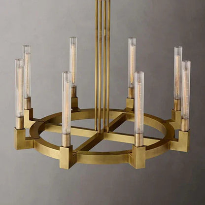 Round Brass Linear Chandelier