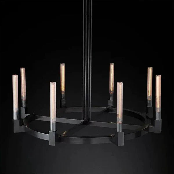 Round Brass Linear Chandelier