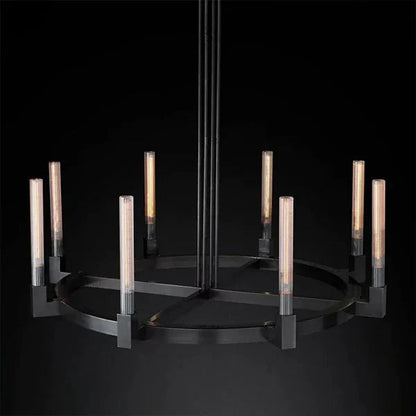 Round Brass Linear Chandelier