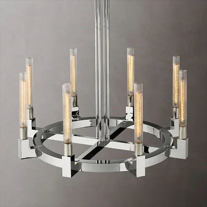 Round Brass Linear Chandelier