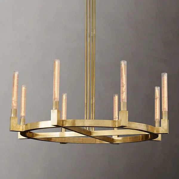 Round Brass Linear Chandelier