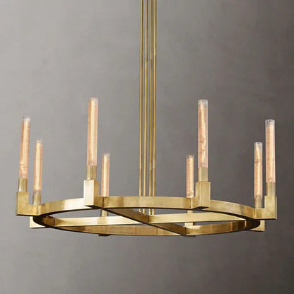 Round Brass Linear Chandelier