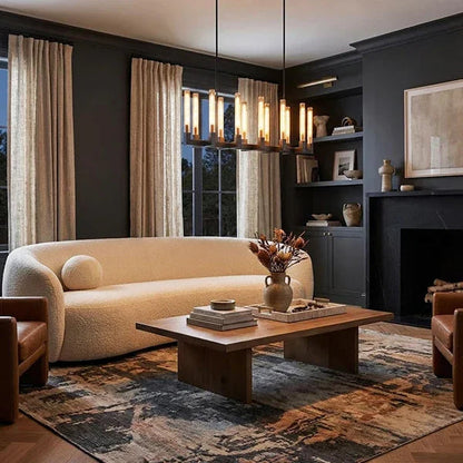 Round Brass Linear Chandelier