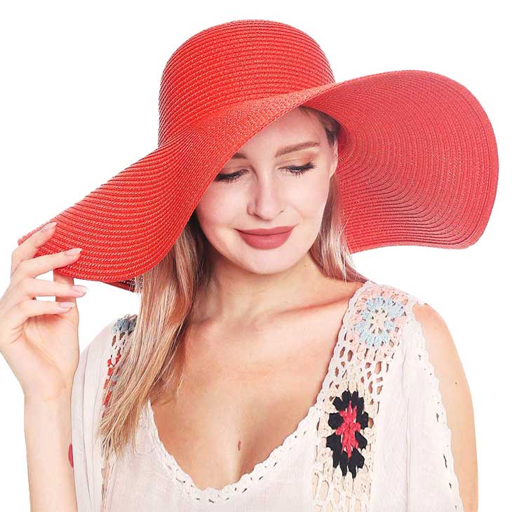 Women's Solid Floppy Straw Sun Hat