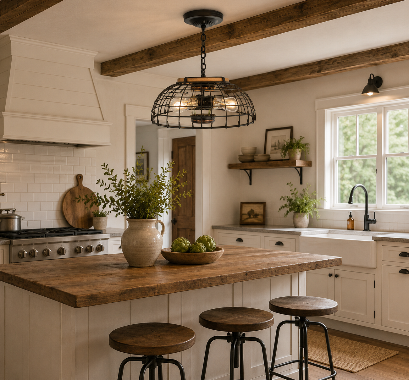Rustic Industrial Wire Cage Pendant Light