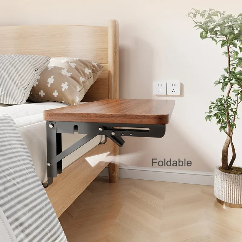 Foldable Bed Side Table Tray Organizer,Clip On Nightstand Bed Side Table Storage for Adult Kids,Bedside Shelf Desk Organizer