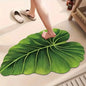 VIKAMA Bath Mat Non Slip Quick Dry Absorbent Green Shower Rug for Bathroom Floor Washable Rubber Mat with Leaf and Thin Design