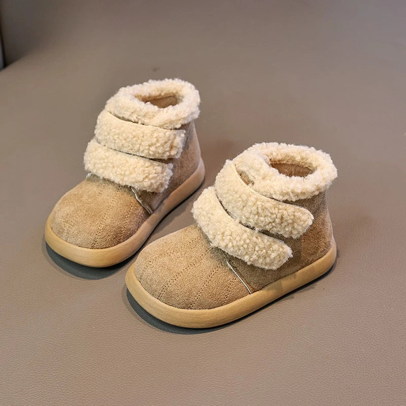 Children's Winter Boots for Girls New Warm Kids Fashion Plush Boots Ankle Versatile Outdoor Causal Toddlers Cotton Boots Soft